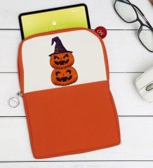 BK Gift Pumpkin Tasarımlı Taşınabilir Koruyucu Tablet Kılıfı & Organizer Çanta - Turuncu-1