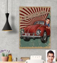 Kişiye Özel Retro Karikatür  Kanvas Tablo  50x70 Cm