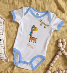 BK Kids Kişiye Özel İsimli Mavi Bebek Body Zıbın ve Erkek Bebek İğnesi Hediye Seti-17
