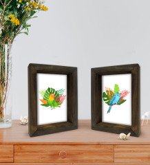 Bk Gift Dekoratif 2'li Doğal Masif Ahşap Çerçeve 15x20cm-35