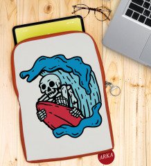 BK Gift Sörfçü İskelet Tasarımlı Taşınabilir Koruyucu Tablet Kılıfı & Organizer Çanta - Turuncu-1