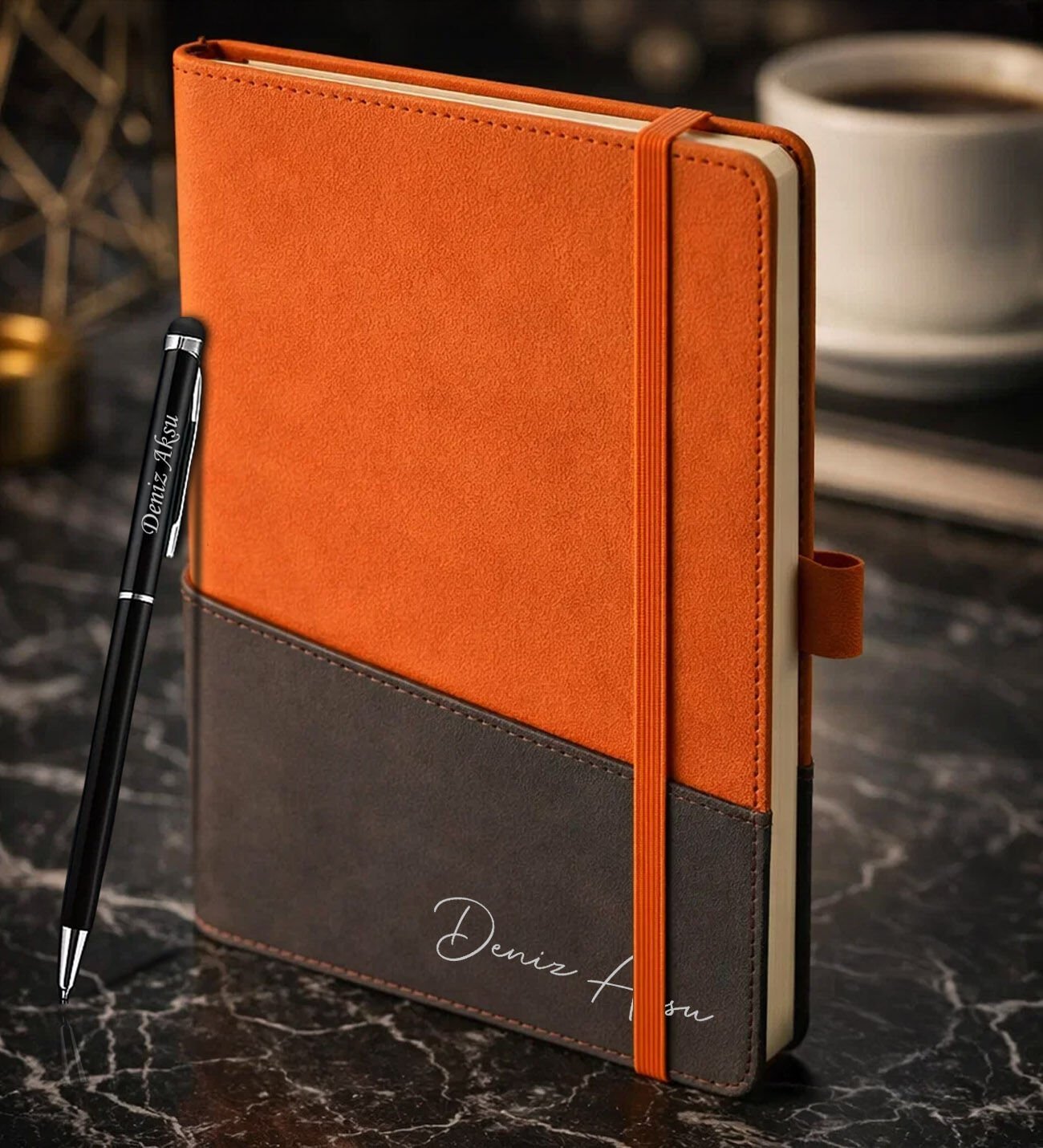 BK Gift Kişiye Özel Turuncu Termo Deri Defter ve Touchpen Kalem Seti -17, Kurumsal ve Özel Hediye, Yeni İş Hediyesi