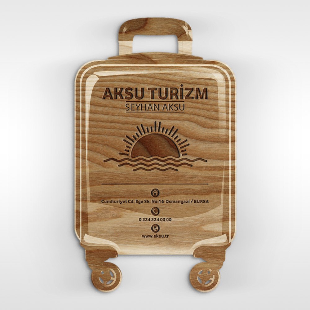 Kişiye Özel Mesleki Turizm & Seyahat Ahşap Kartvizit (Model 2-2) 50 ADET