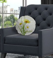 Kişiye Özel İsimli Papatya Temalı Yuvarlak Dekoratif Kırlent Yastık-11