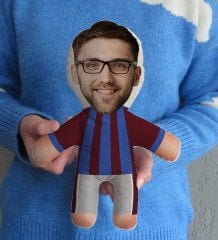 Kişiye Özel Fotoğraflı Bordo Mavi Futbolcu Bebek Yastık-1