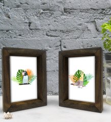 Bk Gift Dekoratif 2'li Doğal Masif Ahşap Çerçeve 15x20cm-36
