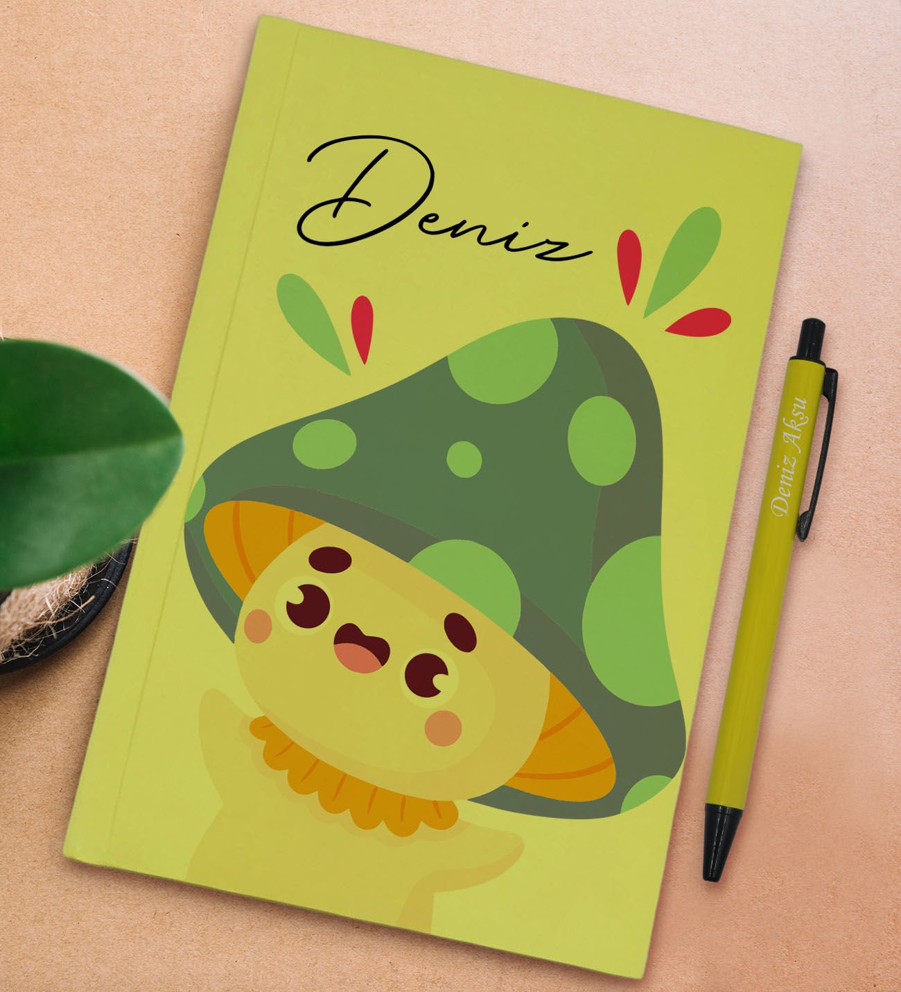 BK Gift Kişiye Özel İsimli Sarı Sert Kapaklı Defter ve Tükenmez Kalem Seti, Arkadaşa Hediye, Yeni İş Hediyesi, Doğum Günü Hediyesi-9