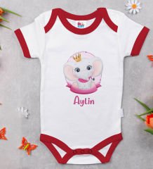 BK Kids Kişiye Özel İsimli 5 Parça Kırmızı Bebek Body Zıbın Yastık Hediye Seti, Yeni Doğan Bebek Giyim Hediyesi-4