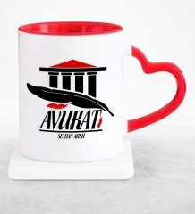 Kişiye Özel Mesleki Avukat Kırmızı Kalpli Kupa Bardak - 7