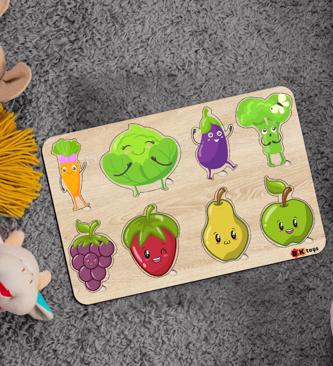 BK Toys Çocuklar İçin Ahşap Figürlü Eğitici-Öğretici Yapboz Puzzle-13