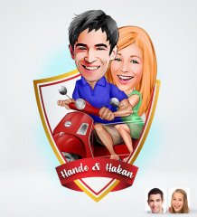 Kişiye Özel Sevgililer Tasarımlı Dijital Karikatür-10