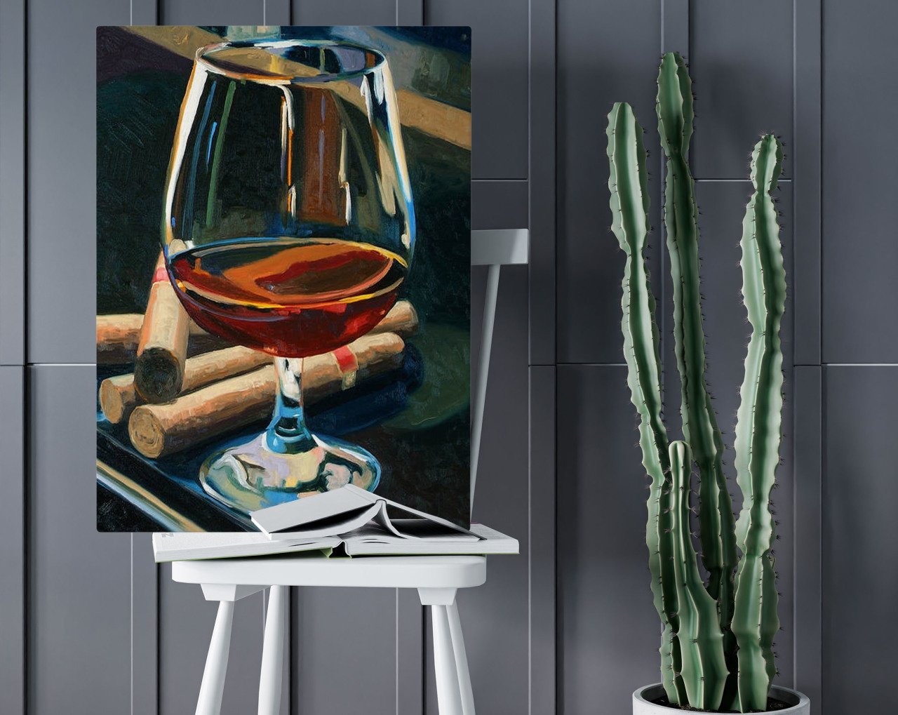 BK Home Cigars And Brandy Tasarımlı Kanvas Tablo 50x70cm-1