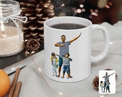 Kişiye Özel Tam Boy Baba ve Oğullar Karikatürlü Beyaz Kupa Bardak-1