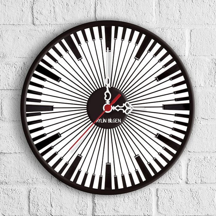 Kişiye Özel Müzik Tasarımlı Ahşap Duvar Saati (30 cm.) - 3