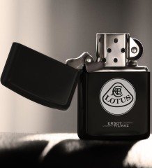 Kişiye Özel Lotus Benzinli Siyah Metal Çakmak