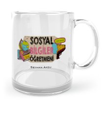 Kişiye Özel Sosyal Bilgiler Öğretmeni Cam Kupa Bardak - 3
