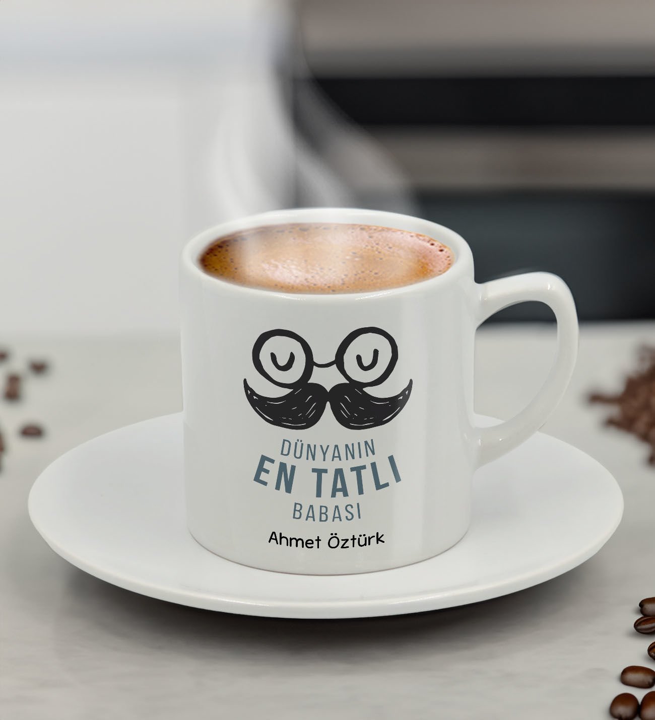 BK Gift Kişiye Özel Öğretmenler Günü Tasarımlı Türk Kahvesi Fincanı - 1 , Babaya Hediye, Babalar Günü Hediyeleri