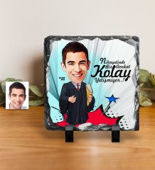 Kişiye Özel Bay Avukat Karikatürlü Dekoratif Doğal Taş - 1