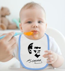 BK Kids Atatürk Temalı Mavi Bebek Body Zıbın ve Mama Önlüğü Hediye Seti-24