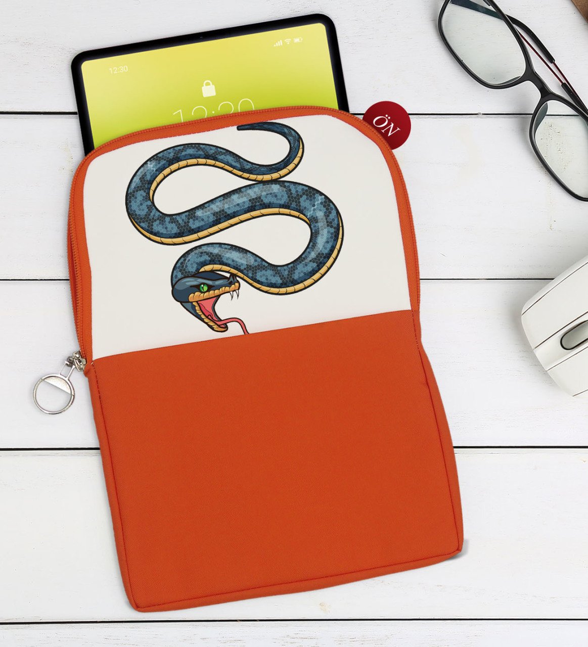 BK Gift Yılan Tasarımlı Taşınabilir Koruyucu Tablet Kılıfı & Organizer Çanta - Turuncu-1