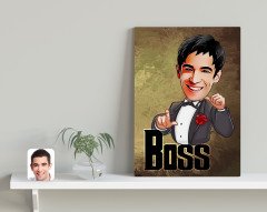 Kişiye Özel Boss Karikatürlü Kanvas Tablo 30x50cm-2