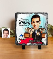 Kişiye Özel Bay Avukat Karikatürlü Dekoratif Doğal Taş - 2