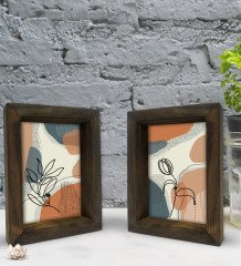 Bk Gift Dekoratif 2'li Doğal Masif Ahşap Çerçeve 15x20cm-40