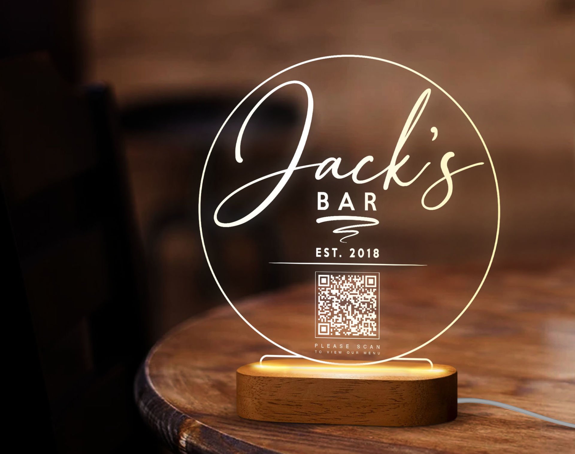 BK Gift Restoran & Cafe & Barlara Özel Led Lamba QR Kod Menü, Işıklı QR Menü, QR Kodlu Masa Dekoru, Işıklı Pleksi Biblo-1