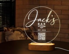 BK Gift Restoran & Cafe & Barlara Özel Led Lamba QR Kod Menü, Işıklı QR Menü, QR Kodlu Masa Dekoru, Işıklı Pleksi Biblo-1