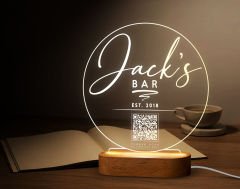 BK Gift Restoran & Cafe & Barlara Özel Led Lamba QR Kod Menü, Işıklı QR Menü, QR Kodlu Masa Dekoru, Işıklı Pleksi Biblo-1