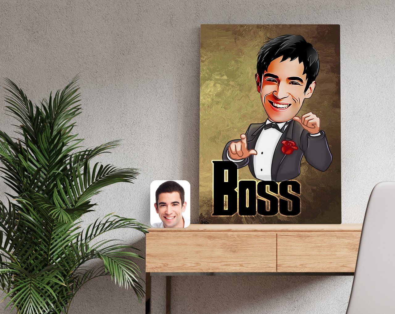 Kişiye Özel Boss Karikatürlü Kanvas Tablo 50x70cm-2