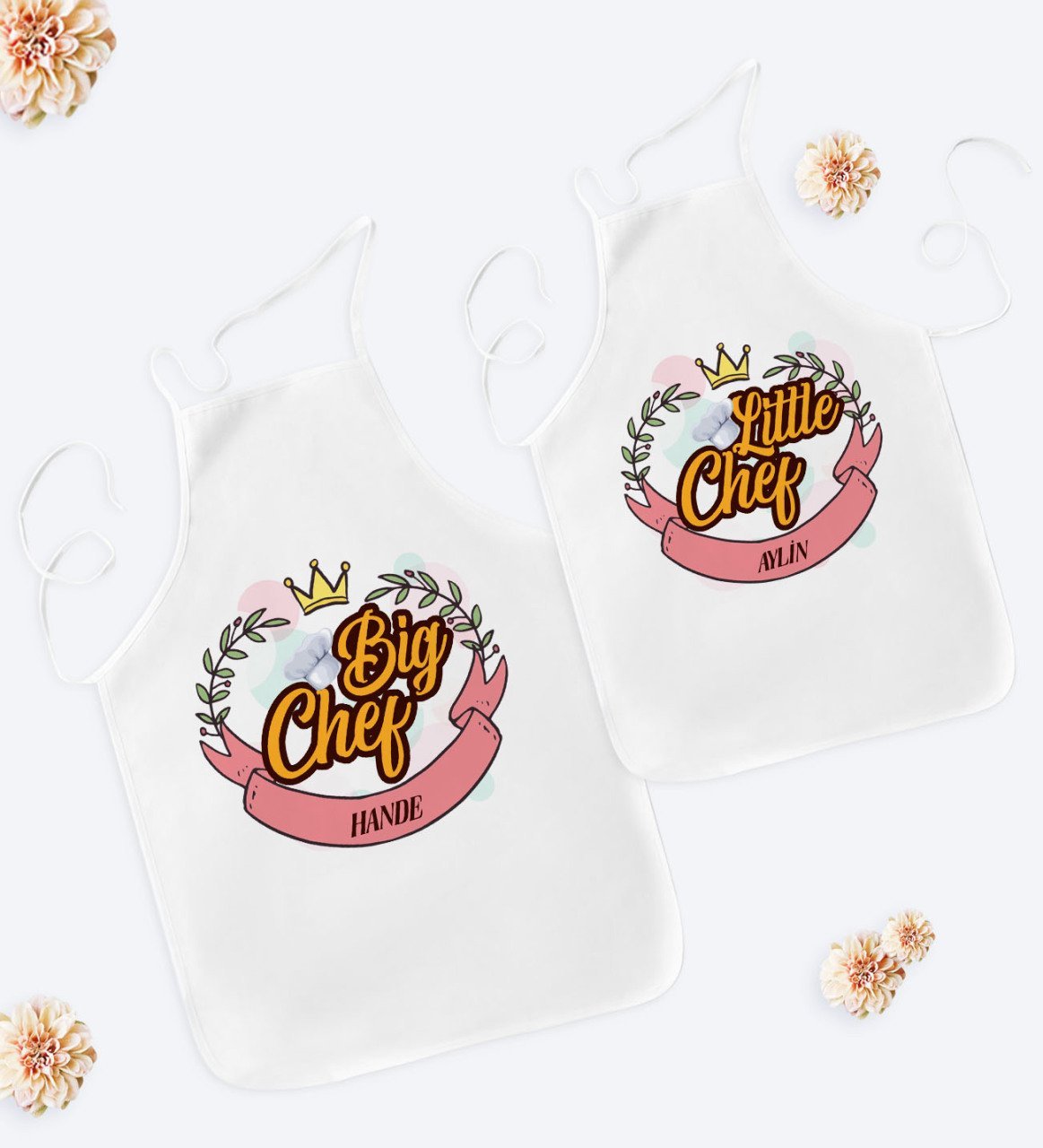 Kişiye Özel İkili Anne Kız Mutfak Önlüğü Seti - 6
