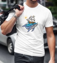 BK Gift Balina Tasarımlı Beyaz T-Shirt-1