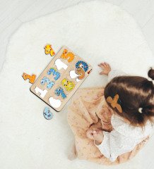 BK Toys Çocuklar İçin 2’li Ahşap Figürlü Eğitici-Öğretici Yapboz Puzzle-1
