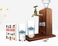 Kişiye Özel Renkli Baskılı Kaptan Tasarımlı İkili Rakı Bardağı Ahşap Rakı Standı ve Cep Kitabı Hediye Seti-9