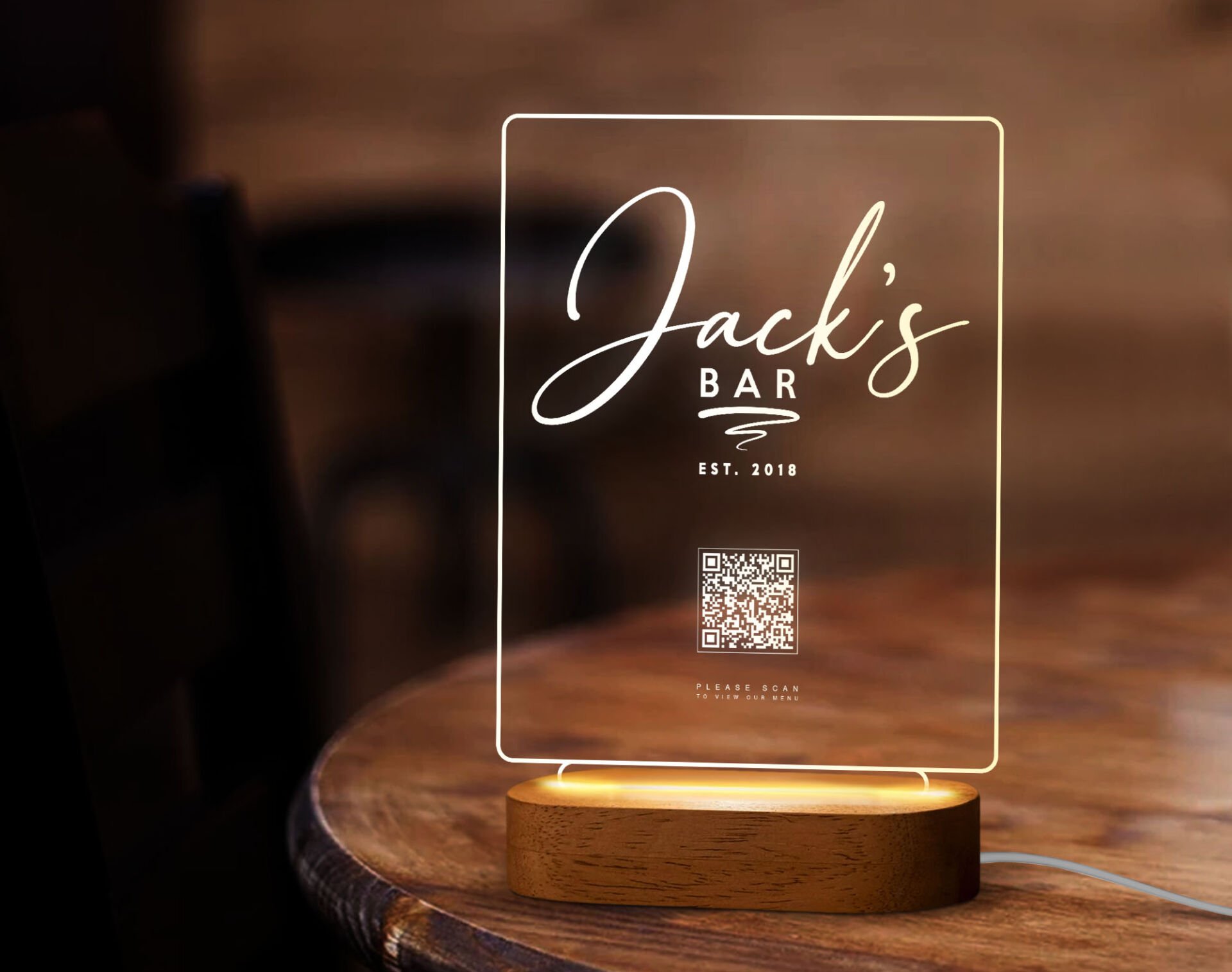 BK Gift Restoran & Cafe & Barlara Özel Led Lamba QR Kod Menü, Işıklı QR Menü, QR Kodlu Masa Dekoru, Işıklı Pleksi Biblo-2
