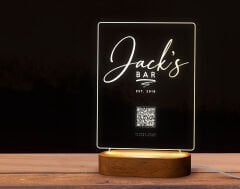 BK Gift Restoran & Cafe & Barlara Özel Led Lamba QR Kod Menü, Işıklı QR Menü, QR Kodlu Masa Dekoru, Işıklı Pleksi Biblo-2