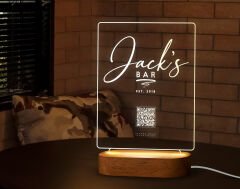 BK Gift Restoran & Cafe & Barlara Özel Led Lamba QR Kod Menü, Işıklı QR Menü, QR Kodlu Masa Dekoru, Işıklı Pleksi Biblo-2
