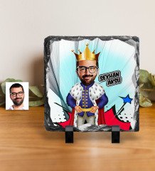 Kişiye Özel Kral Karikatürlü Dekoratif Doğal Taş