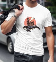 BK Gift Balina Tasarımlı Beyaz T-Shirt-2
