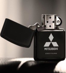 Kişiye Özel Mitsubishi Benzinli Siyah Metal Çakmak