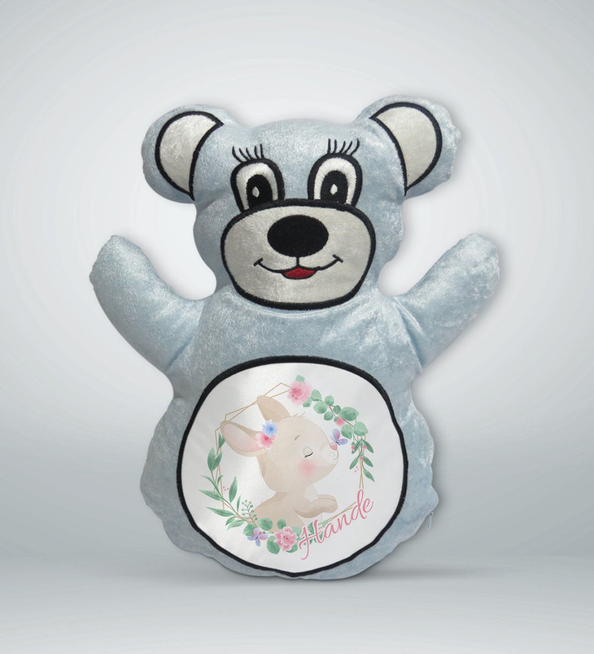 Kişiye Özel İsimli Mavi Ayıcık Yastık-5