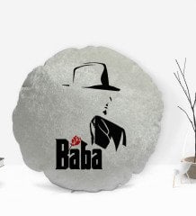 BK Gift Baba Godfather Tasarımlı Yuvarlak Dekoratif Kırlent Yastık-16