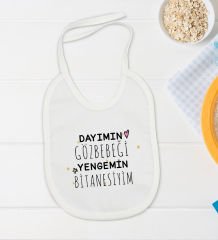 BK Kids Dayımın Gözbebeği Tasarımlı Beyaz Bebek Body Zıbın ve Mama Önlüğü Hediye Seti-1