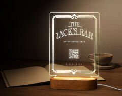 BK Gift Restoran & Cafe & Barlara Özel Led Lamba QR Kod Menü, Işıklı QR Menü, QR Kodlu Masa Dekoru, Işıklı Pleksi Biblo-3