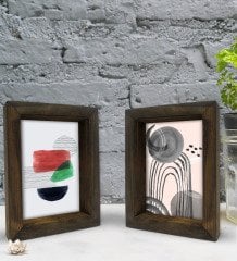 Bk Gift Dekoratif 2'li Doğal Masif Ahşap Çerçeve 15x20cm-43