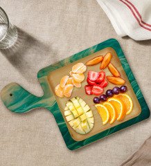 BK Gift Mermer Tasarımlı Kare Şeklinde Doğal Ahşap Servis ve Sunum Tabağı Model 11