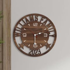 BK Gift Kişiye Özel İsimli Dekoratif 45cm Ahşap Duvar Saati-2 , Ev hediyesi , Arkadaşa Hediye , Sevgiliye Hediye