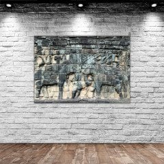 BK Home Eski Khmer Duvar Oyma Tasarımlı Kanvas Tablo 70x100cm-1