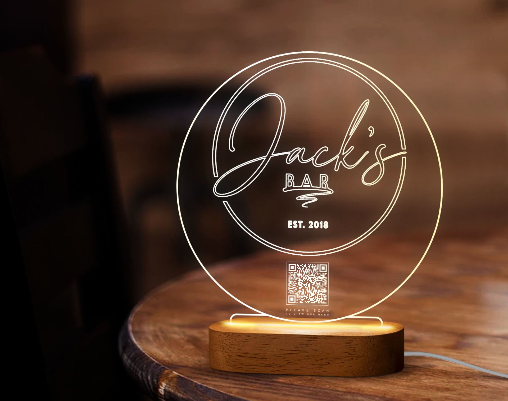 BK Gift Restoran & Cafe & Barlara Özel Led Lamba QR Kod Menü, Işıklı QR Menü, QR Kodlu Masa Dekoru, Işıklı Pleksi Biblo-4